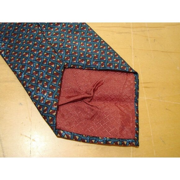 Vintage Christian Dior Monsieur Blue Burgundy Gold Neck Pointed Designer Tie - Picture 5 of 11